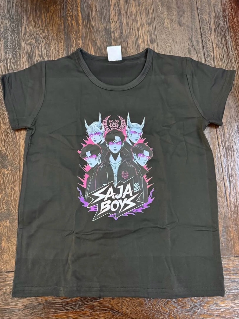 Kids Black Graphic Tee with Saja Boys Design